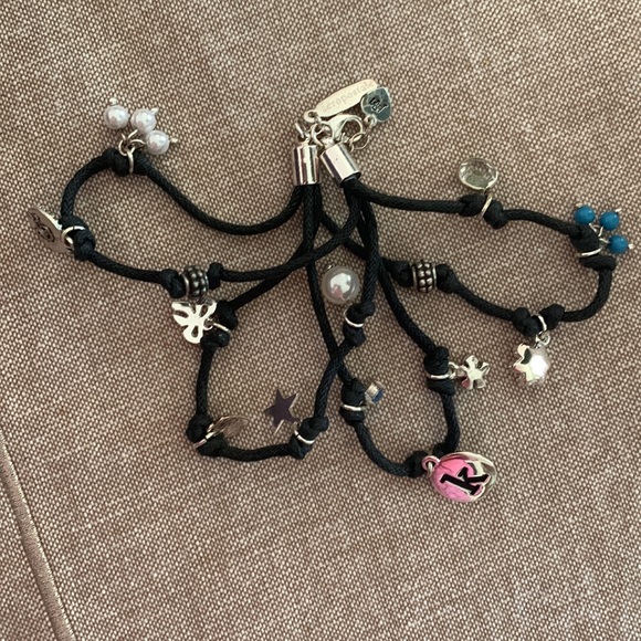 Aeropostale multi strand "K" Charm Bracelet black cord - perfect add to a bundle - Picture 6 of 7